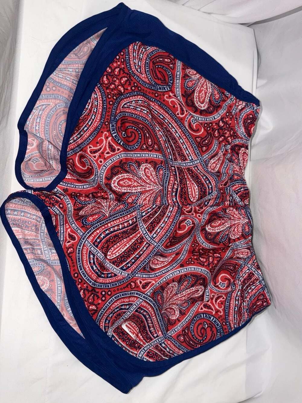 Nike Dri-FIT Running Shorts Size L Red Blue Paisley